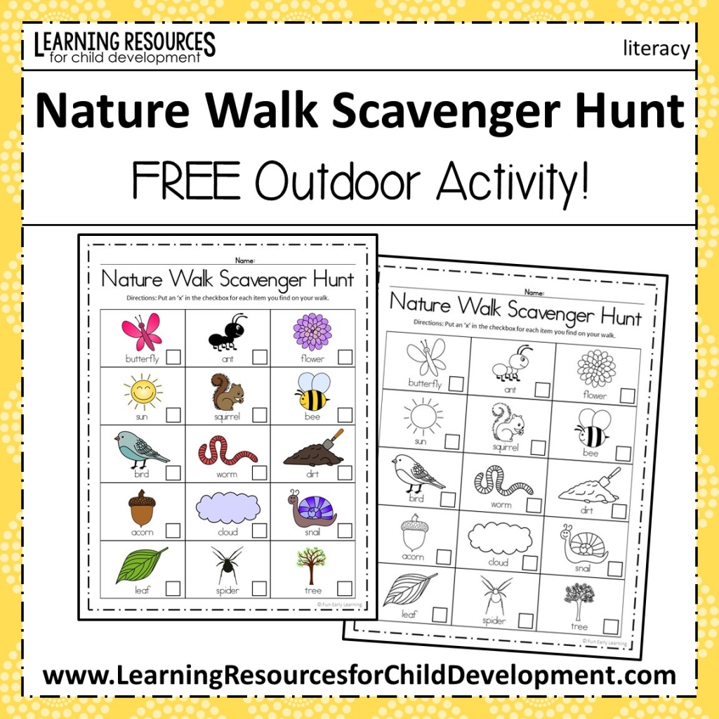 nature walk scavenger hunt free activity.