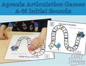 Apraxia Articulation Games A-M Speech Therapy Activity. Fun hands-on speech activity for learning articulation, speech and initial sounds in preschool and kindergarten. #articulation #speechtherapy #apraxia