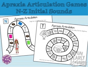 Apraxia Articulation Games N-Z Speech Therapy Activity. Fun hands-on speech activity for learning articulation, speech and initial sounds in preschool and kindergarten. #articulation #speechtherapy #apraxia