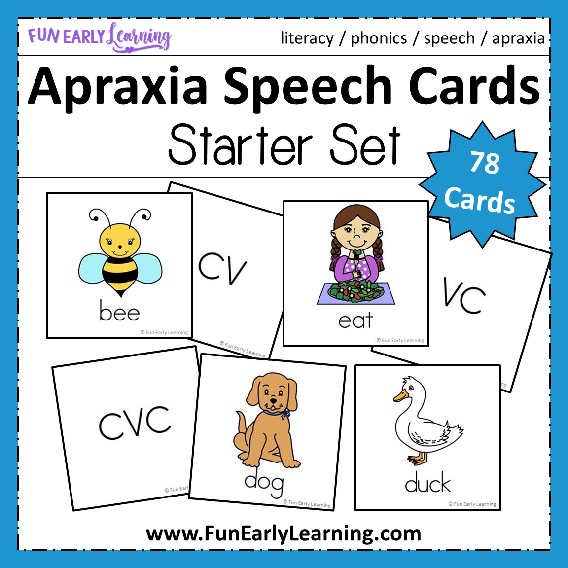 Apraxia Speech Cards for Speech Therapy Starter Set Fun Early Learning