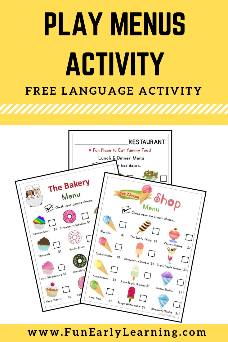 Play Menus for Speech and Language Development – Fun Early Learning