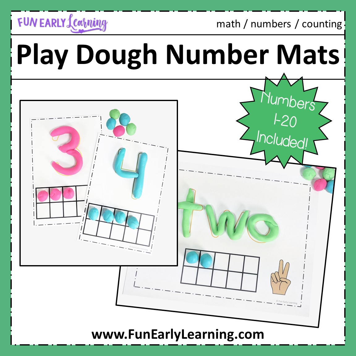 Free Printable Playdough Mats for Kids - Numbers 0-10