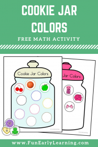 Cookie Jar Colors Math Activity Free Printable. Fun color activity for sorting colors into the different cookie jars. Perfect for toddlers, preschool, kindergarten, and early childhood! #coloractivity #mathcenter #freeprintable