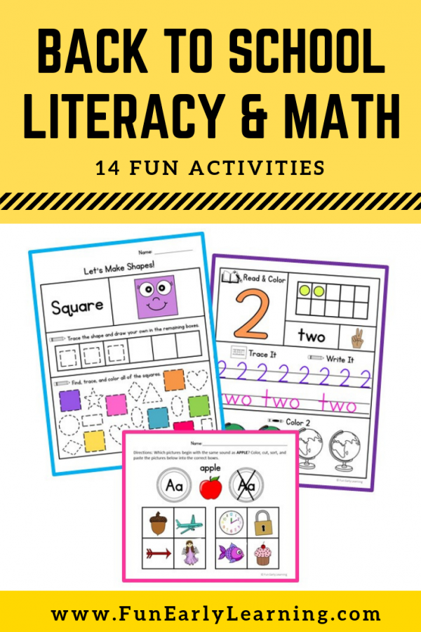 Back to School Math and Literacy NO PREP Activities – Fun Early Learning