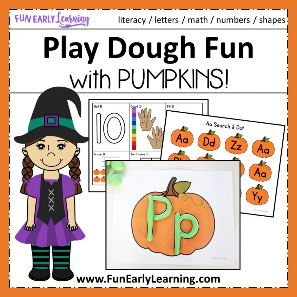 Play Dough Fun with Pumpkins! Math and Literacy Activities – Fun Early ...