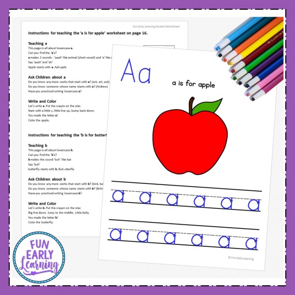 lowercase letter worksheets with guided lessons for prek