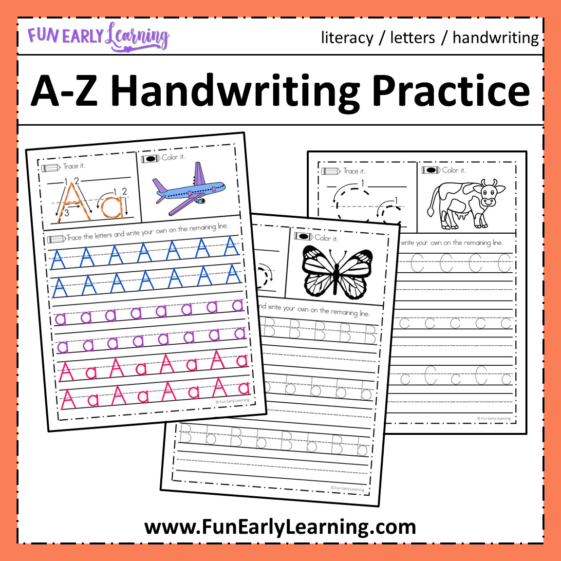 A Z Handwriting Practice NO PREP Worksheets For Learning Letters