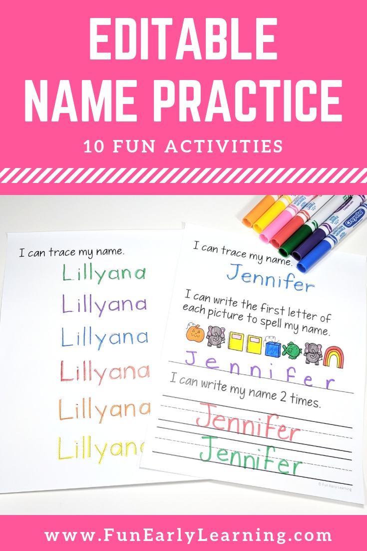 Editable Name Practice Activities for Preschool and Kindergarten