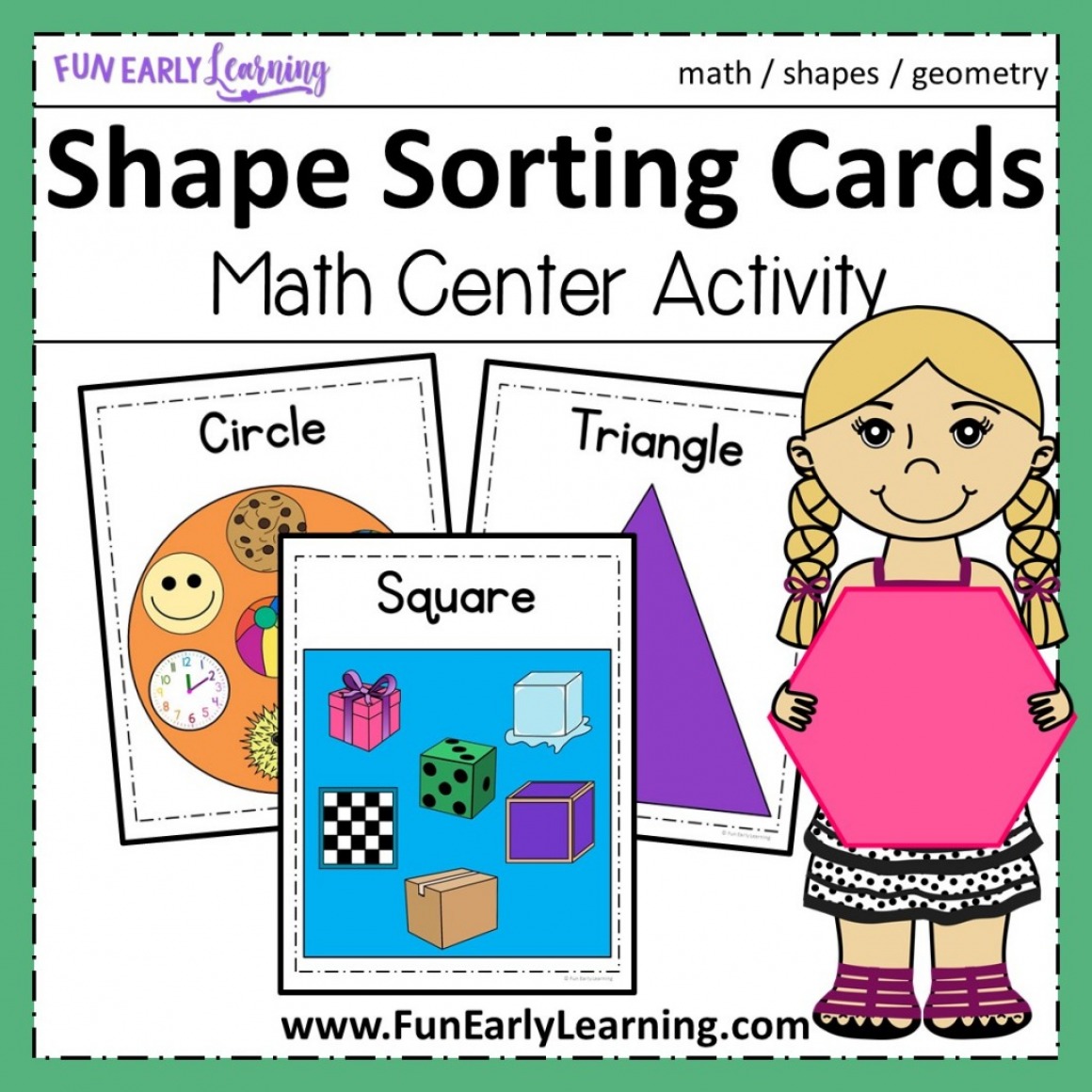 Shape Sorting Cards Math Activity for Preschool and Kindergarten