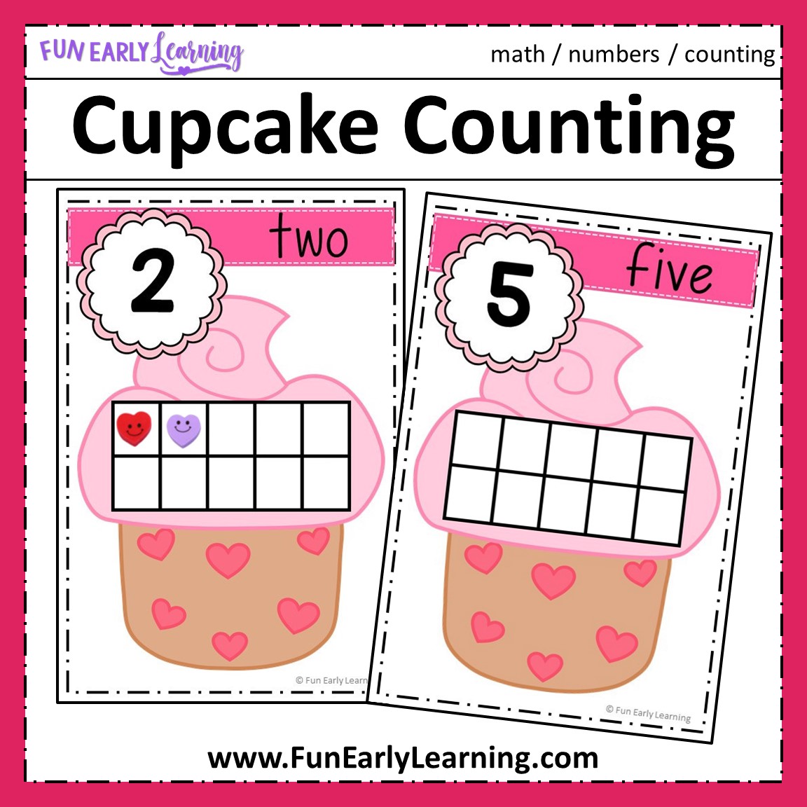 Cupcake Counting With Ten Frames Free Printable For Preschool And Kinder