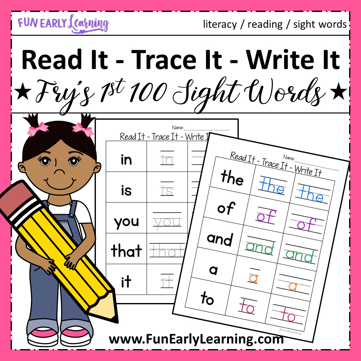 Preschool writing Worksheets, word lists and activities.