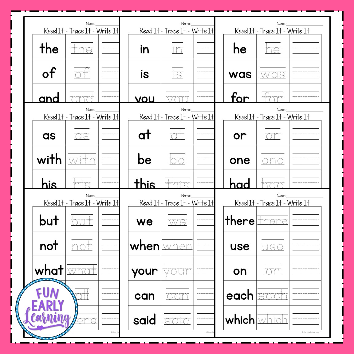 writing sight words worksheet