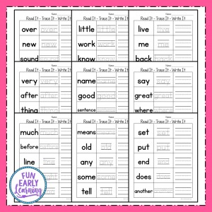 Read It – Trace It – Write It – Fry’s Second 100 Sight Words – Fun ...