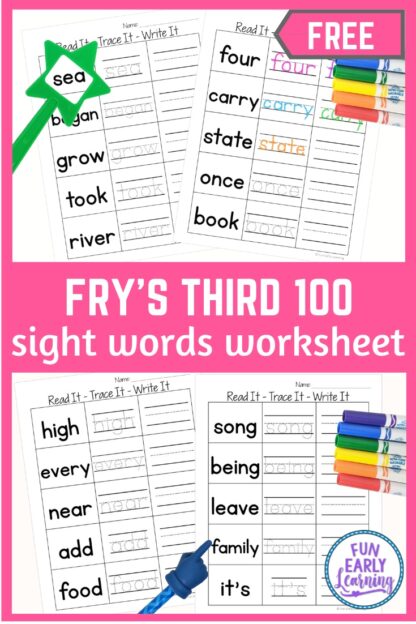 Read It – Trace It – Write It – Fry’s Third 100 Sight Words – Fun Early ...