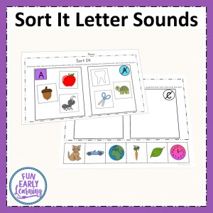 Sort It Letter Sound Correspondence activity for learning beginning sounds. Perfect no prep printable for preschool and kindergarten.