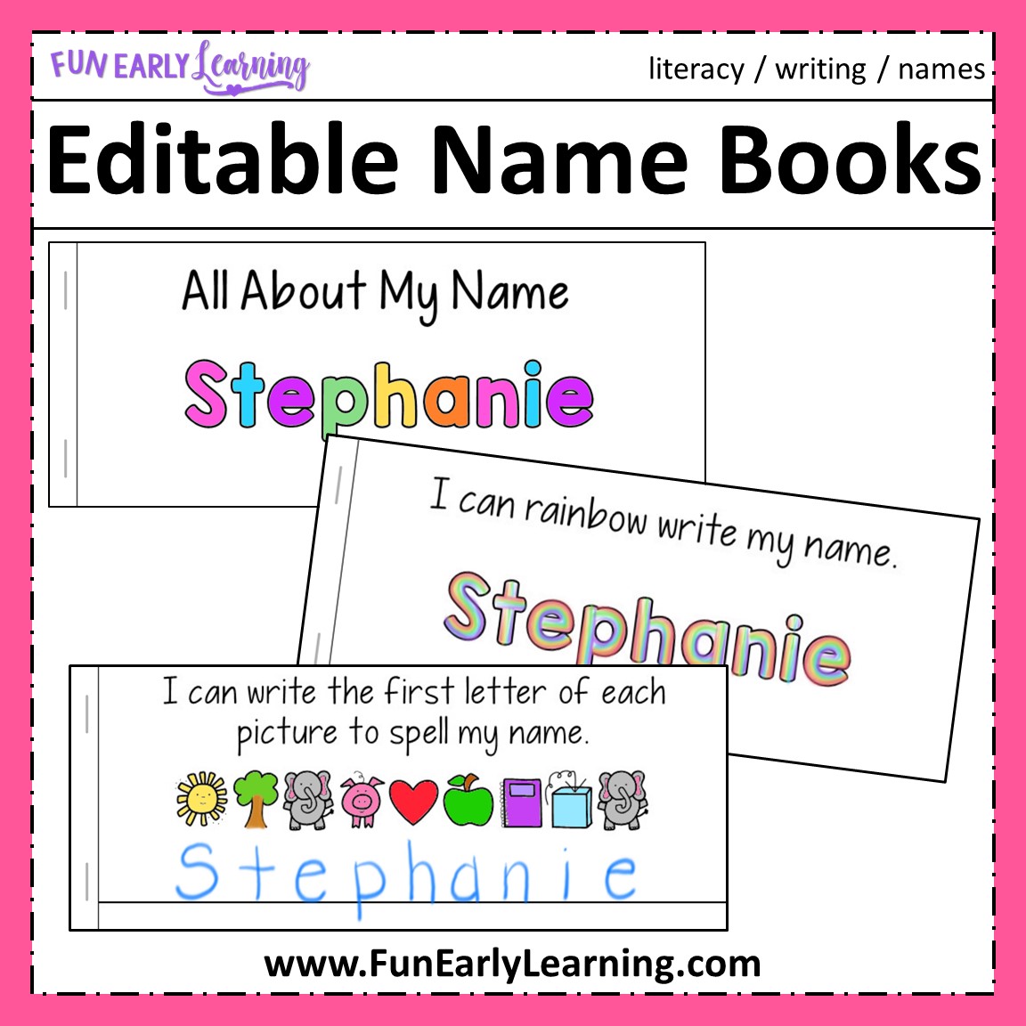 Editable Name Books Name Writing Activities For Preschool And Kinder